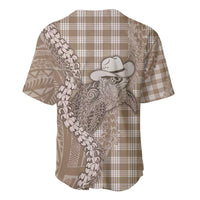 Beige Hawaii Palaka Cowboy Turtle Baseball Jersey Hawaiian Paniolo Puakenikeni Maile Lei - Polynesian Pride