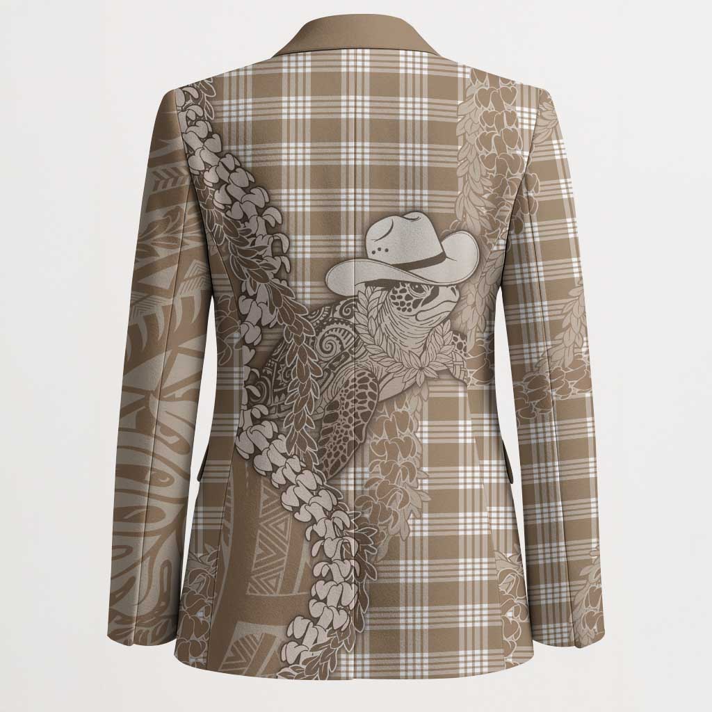 Beige Hawaii Palaka Cowboy Turtle Blazer Hawaiian Paniolo Puakenikeni Maile Lei - Polynesian Pride