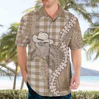 Beige Hawaii Palaka Cowboy Turtle Hawaiian Shirt Hawaiian Paniolo Puakenikeni Maile Lei - Polynesian Pride