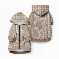Beige Hawaii Palaka Cowboy Turtle Pet Hoodie Hawaiian Paniolo Puakenikeni Maile Lei