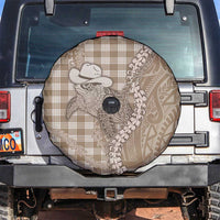 Beige Hawaii Palaka Cowboy Turtle Spare Tire Cover Hawaiian Paniolo Puakenikeni Maile Lei - Polynesian Pride