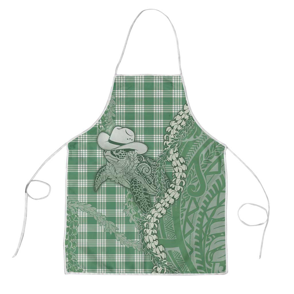 Green Hawaii Palaka Cowboy Turtle Apron Hawaiian Paniolo Puakenikeni Maile Lei - Polynesian Pride