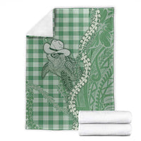 Green Hawaii Palaka Cowboy Turtle Blanket Hawaiian Paniolo Puakenikeni Maile Lei - Polynesian Pride