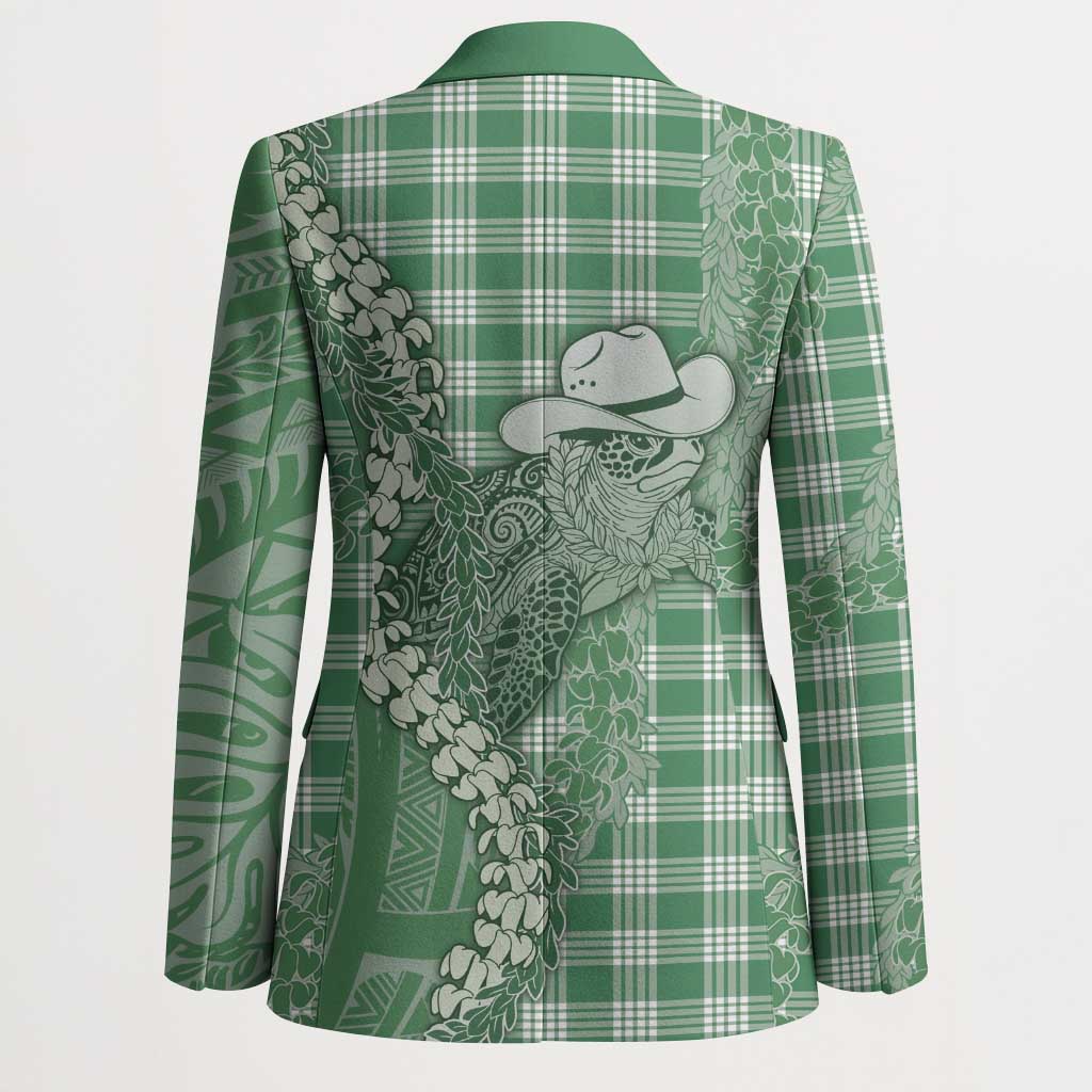 Green Hawaii Palaka Cowboy Turtle Blazer Hawaiian Paniolo Puakenikeni Maile Lei - Polynesian Pride