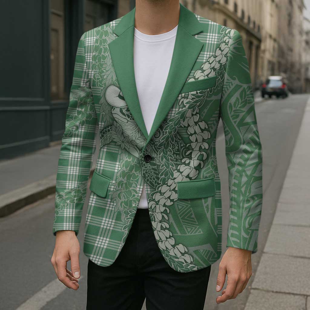 Green Hawaii Palaka Cowboy Turtle Blazer Hawaiian Paniolo Puakenikeni Maile Lei - Polynesian Pride