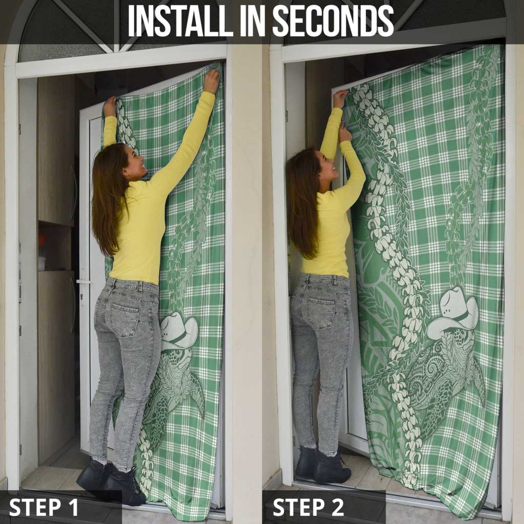 Green Hawaii Palaka Cowboy Turtle Door Cover Hawaiian Paniolo Puakenikeni Maile Lei - Polynesian Pride