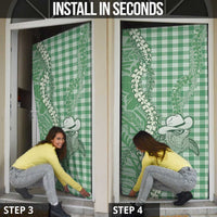 Green Hawaii Palaka Cowboy Turtle Door Cover Hawaiian Paniolo Puakenikeni Maile Lei - Polynesian Pride