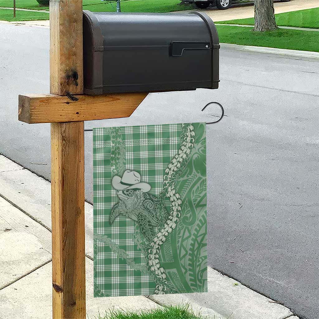 Green Hawaii Palaka Cowboy Turtle Garden Flag Hawaiian Paniolo Puakenikeni Maile Lei - Polynesian Pride
