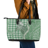 Green Hawaii Palaka Cowboy Turtle Leather Tote Bag Hawaiian Paniolo Puakenikeni Maile Lei - Polynesian Pride