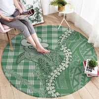 Green Hawaii Palaka Cowboy Turtle Round Carpet Hawaiian Paniolo Puakenikeni Maile Lei - Polynesian Pride