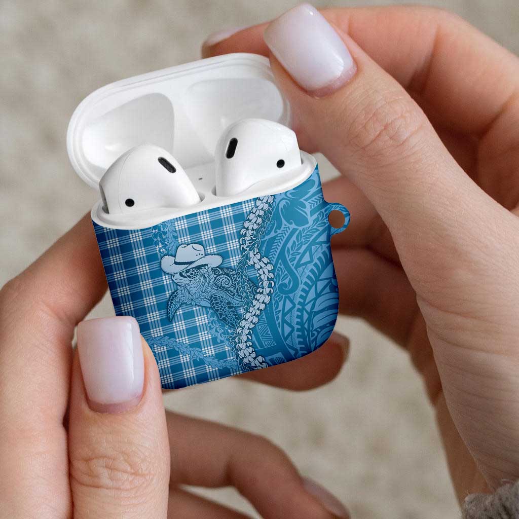 Blue Hawaii Palaka Cowboy Turtle AirPods Case Hawaiian Paniolo Puakenikeni Maile Lei - Polynesian Pride