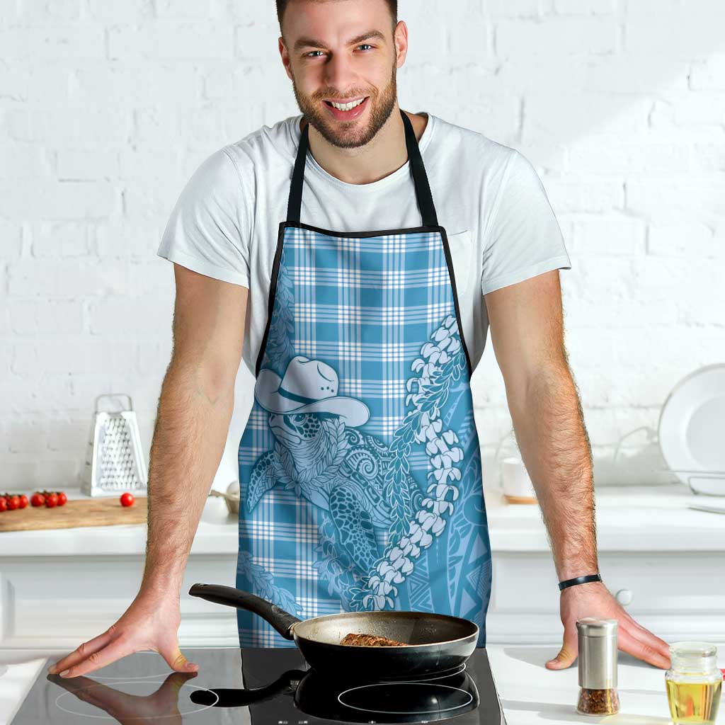 Blue Hawaii Palaka Cowboy Turtle Apron Hawaiian Paniolo Puakenikeni Maile Lei - Polynesian Pride