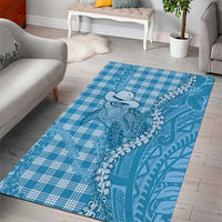 Blue Hawaii Palaka Cowboy Turtle Area Rug Hawaiian Paniolo Puakenikeni Maile Lei - Polynesian Pride