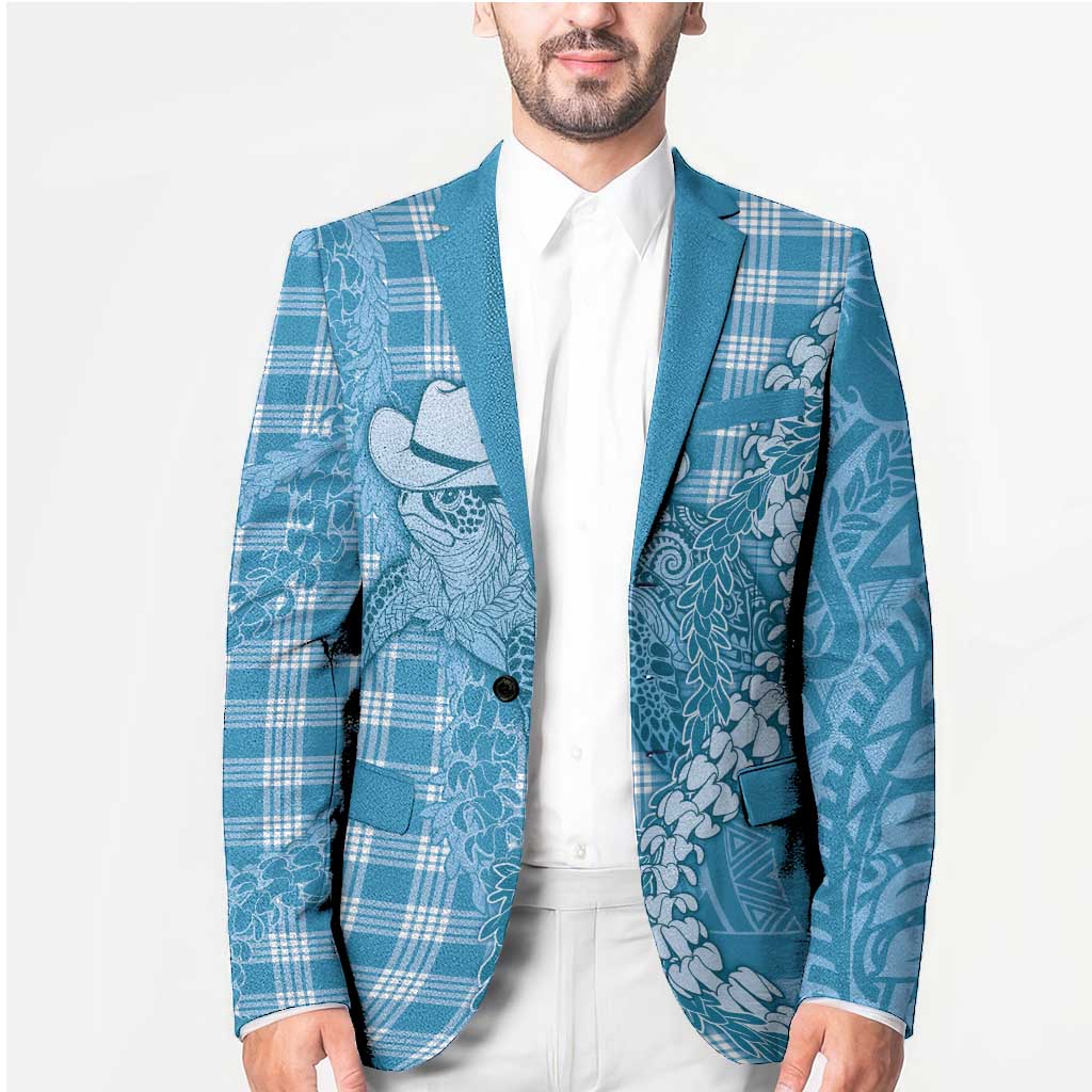 Blue Hawaii Palaka Cowboy Turtle Blazer Hawaiian Paniolo Puakenikeni Maile Lei - Polynesian Pride