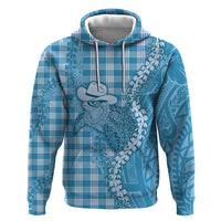 Blue Hawaii Palaka Cowboy Turtle Hoodie Hawaiian Paniolo Puakenikeni Maile Lei - Polynesian Pride