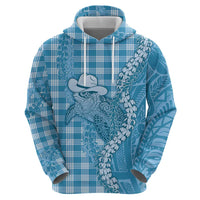 Blue Hawaii Palaka Cowboy Turtle Hoodie Hawaiian Paniolo Puakenikeni Maile Lei - Polynesian Pride
