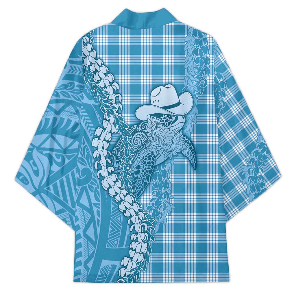 Blue Hawaii Palaka Cowboy Turtle Kimono Hawaiian Paniolo Puakenikeni Maile Lei DT05 - Polynesian Pride