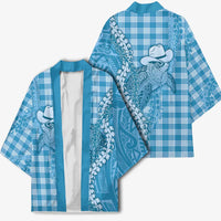 Blue Hawaii Palaka Cowboy Turtle Kimono Hawaiian Paniolo Puakenikeni Maile Lei DT05 - Polynesian Pride