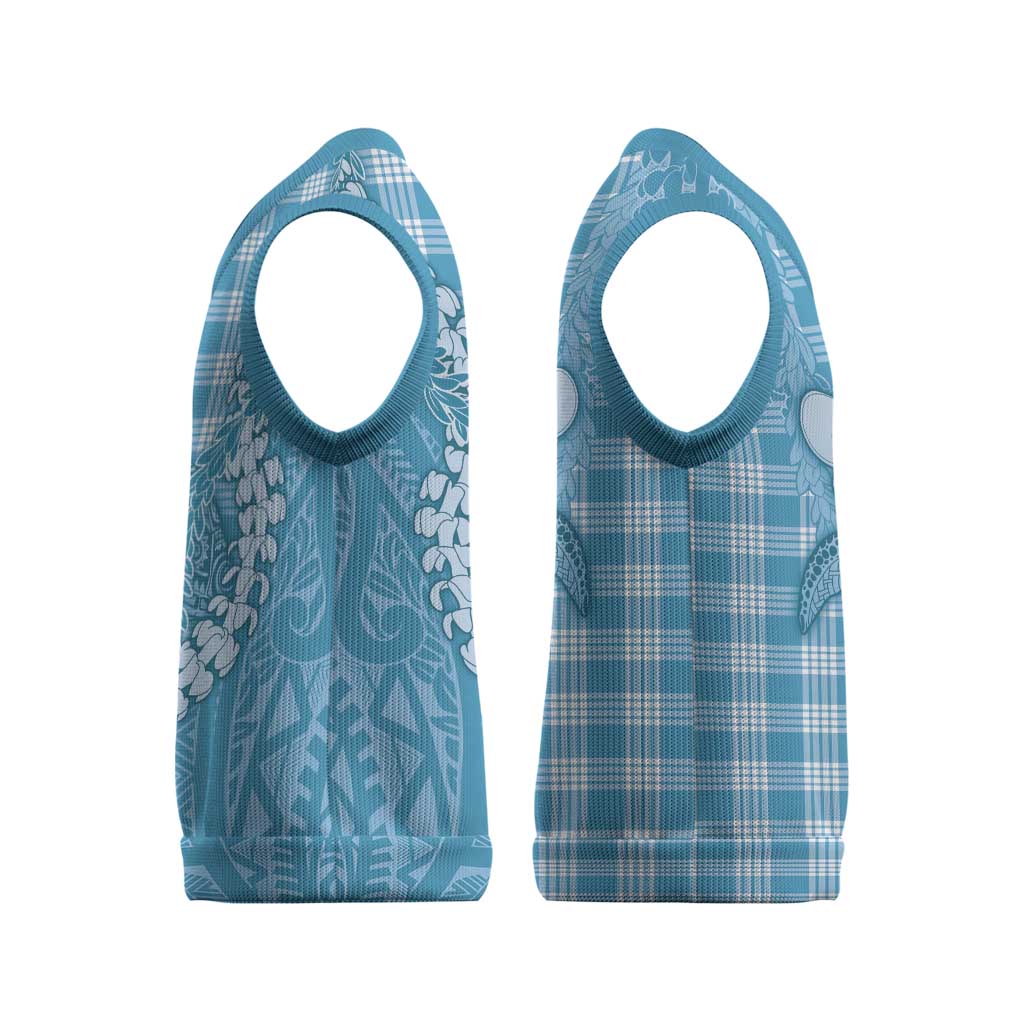 Blue Hawaii Palaka Cowboy Turtle Christmas Knitted V-Neck Vest Hawaiian Paniolo Puakenikeni Maile Lei DT05 - Polynesian Pride