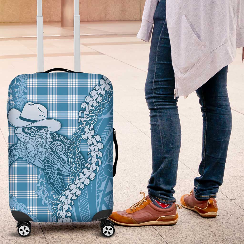 Blue Hawaii Palaka Cowboy Turtle Luggage Cover Hawaiian Paniolo Puakenikeni Maile Lei - Polynesian Pride