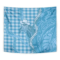 Blue Hawaii Palaka Cowboy Turtle Tapestry Hawaiian Paniolo Puakenikeni Maile Lei - Polynesian Pride