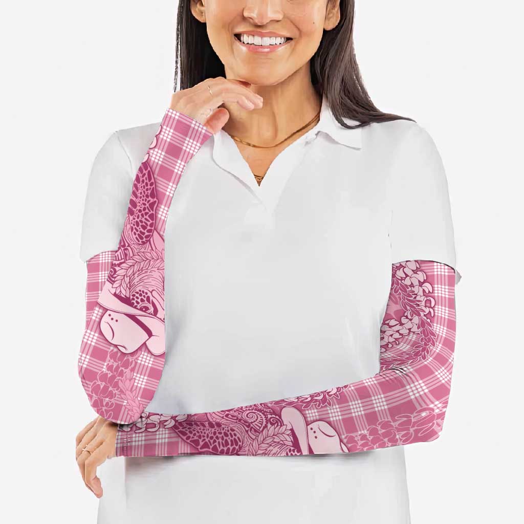Pink Hawaii Palaka Cowboy Turtle Arm Sleeves Hawaiian Paniolo Puakenikeni Maile Lei - Polynesian Pride