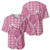 Pink Hawaii Palaka Cowboy Turtle Baseball Jersey Hawaiian Paniolo Puakenikeni Maile Lei - Polynesian Pride