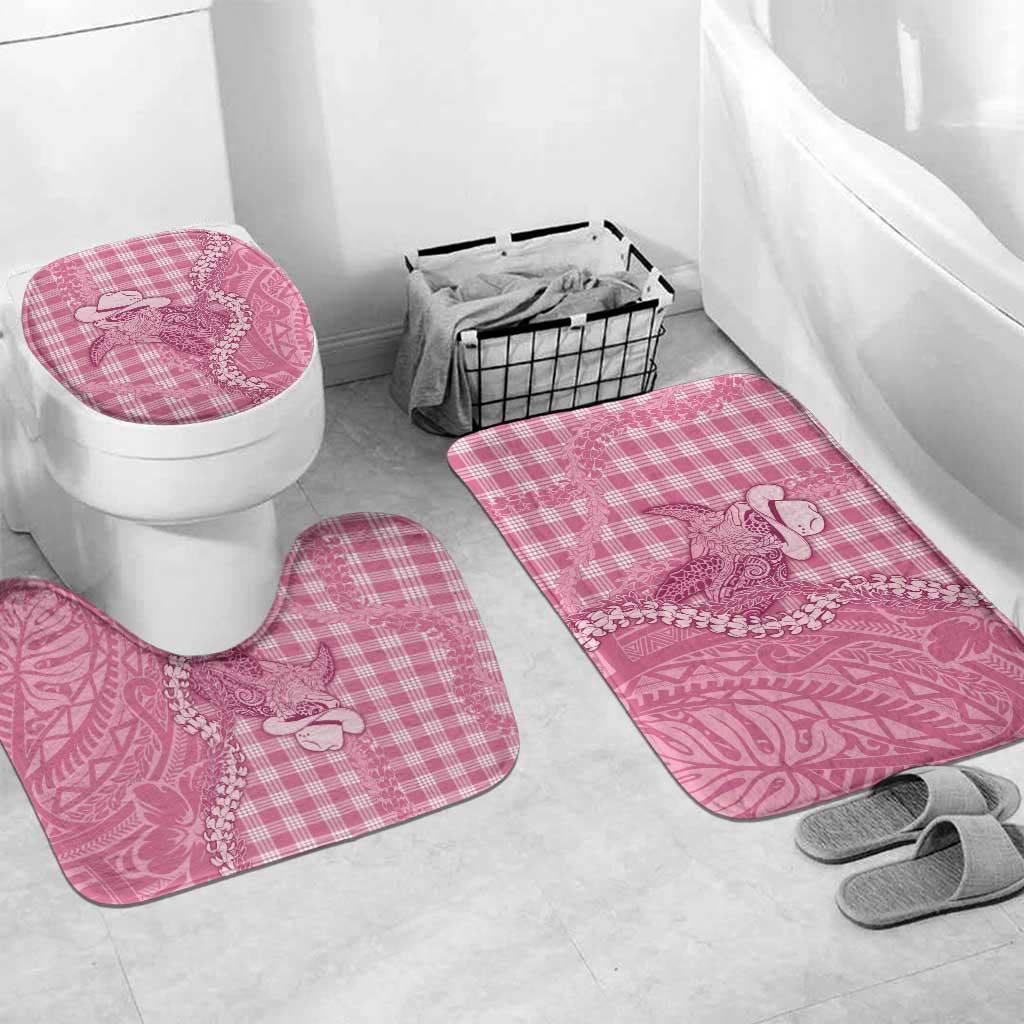 Pink Hawaii Palaka Cowboy Turtle Bathroom Set Hawaiian Paniolo Puakenikeni Maile Lei - Polynesian Pride