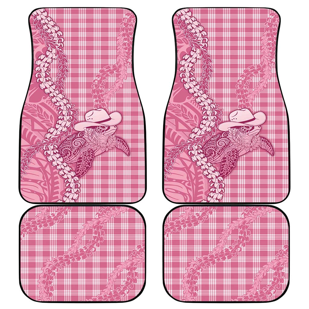 Pink Hawaii Palaka Cowboy Turtle Car Mats Hawaiian Paniolo Puakenikeni Maile Lei - Polynesian Pride