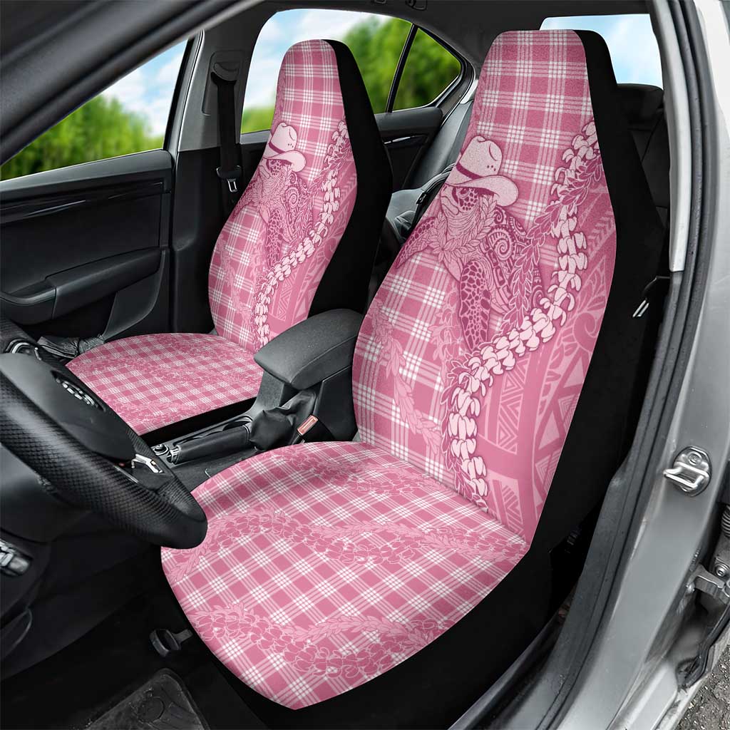 Pink Hawaii Palaka Cowboy Turtle Car Seat Cover Hawaiian Paniolo Puakenikeni Maile Lei - Polynesian Pride