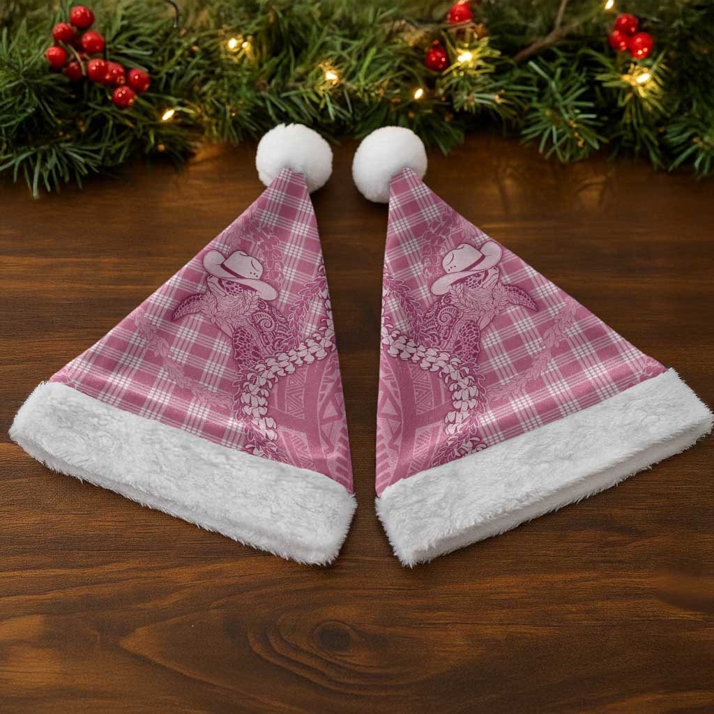 Pink Hawaii Palaka Cowboy Turtle Christmas Santa Hat Hawaiian Paniolo Puakenikeni Maile Lei - Polynesian Pride