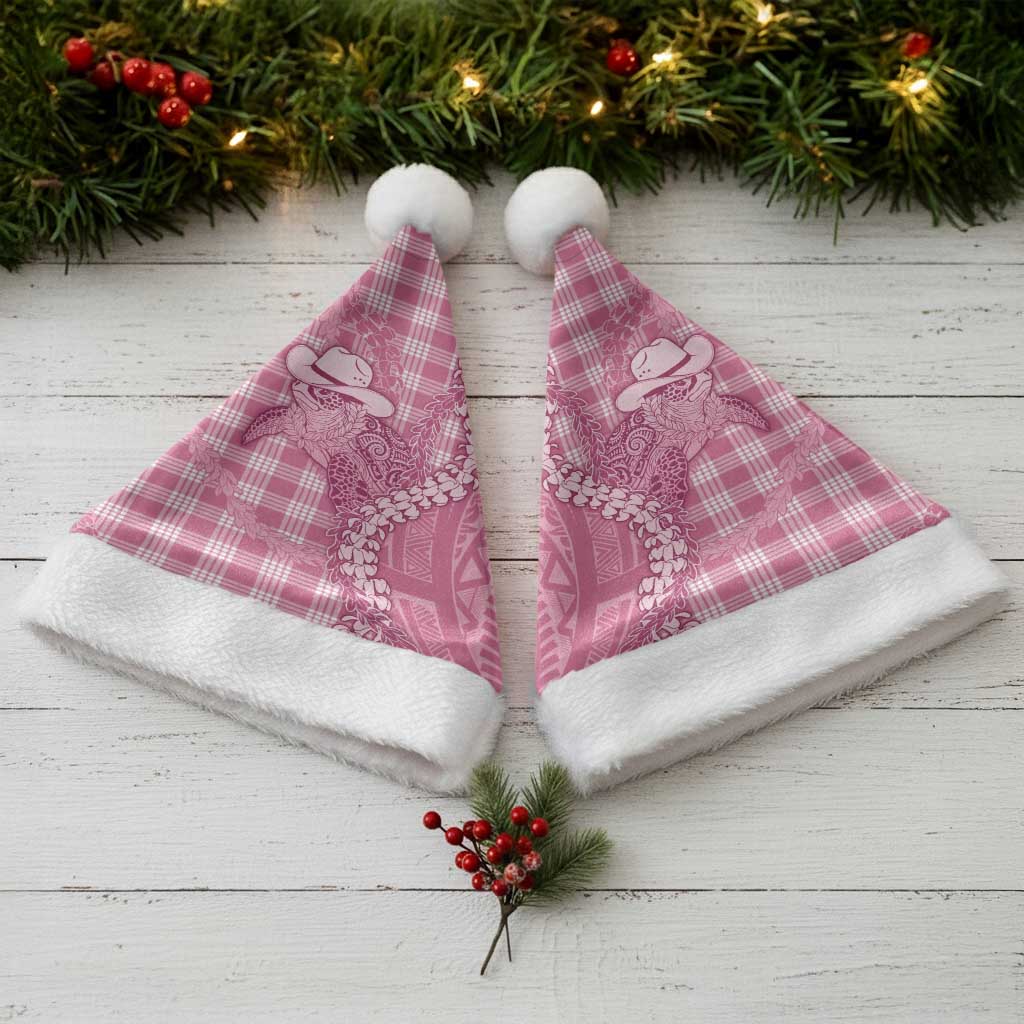 Pink Hawaii Palaka Cowboy Turtle Christmas Santa Hat Hawaiian Paniolo Puakenikeni Maile Lei - Polynesian Pride