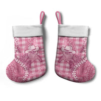 Pink Hawaii Palaka Cowboy Turtle Christmas Stocking Hawaiian Paniolo Puakenikeni Maile Lei - Polynesian Pride