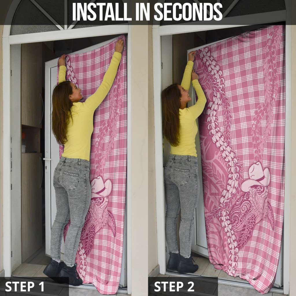 Pink Hawaii Palaka Cowboy Turtle Door Cover Hawaiian Paniolo Puakenikeni Maile Lei - Polynesian Pride