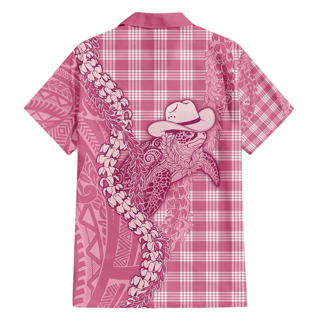 Pink Hawaii Palaka Cowboy Turtle Family Matching Long Sleeve Bodycon Dress and Hawaiian Shirt Hawaiian Paniolo Puakenikeni Maile Lei - Polynesian Pride