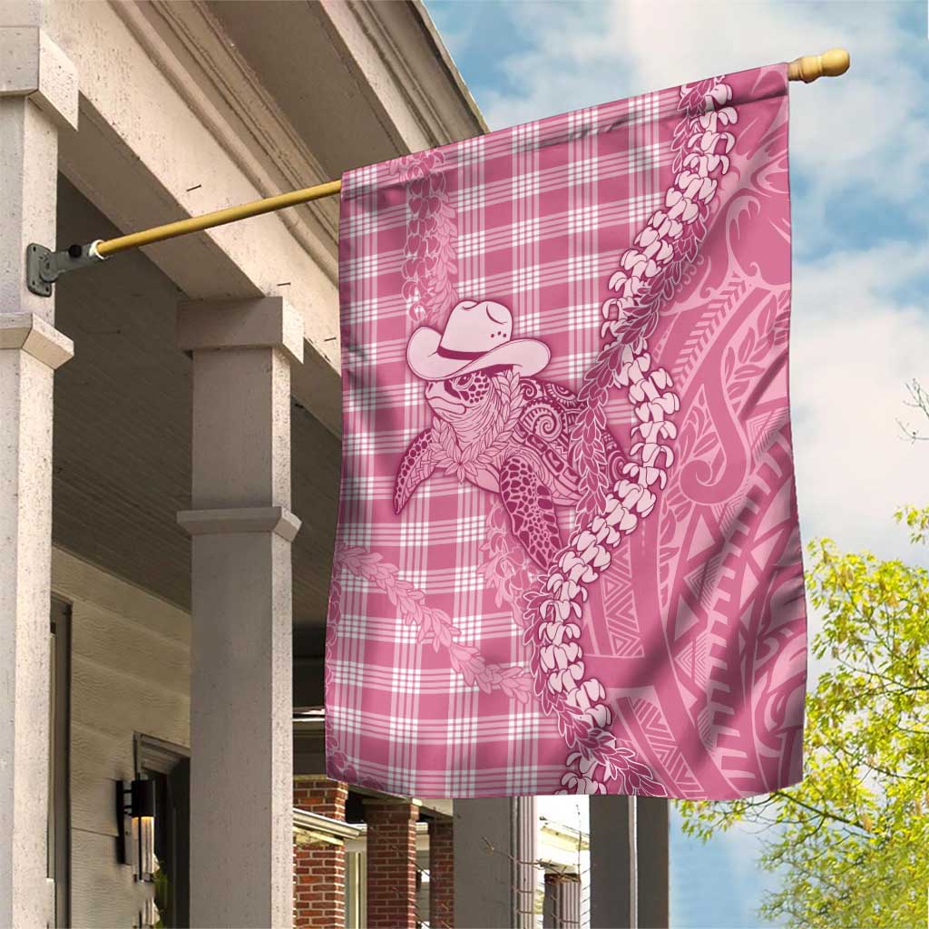 Pink Hawaii Palaka Cowboy Turtle Garden Flag Hawaiian Paniolo Puakenikeni Maile Lei - Polynesian Pride
