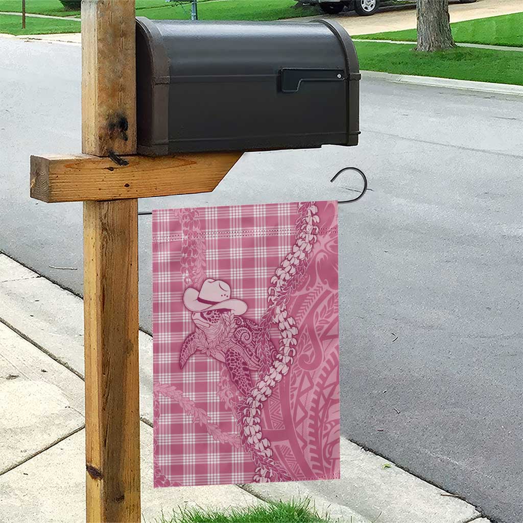 Pink Hawaii Palaka Cowboy Turtle Garden Flag Hawaiian Paniolo Puakenikeni Maile Lei - Polynesian Pride