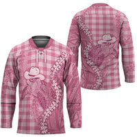 Pink Hawaii Palaka Cowboy Turtle Hockey Jersey Hawaiian Paniolo Puakenikeni Maile Lei - Polynesian Pride