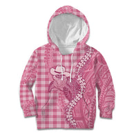 Pink Hawaii Palaka Cowboy Turtle Kid Hoodie Hawaiian Paniolo Puakenikeni Maile Lei - Polynesian Pride