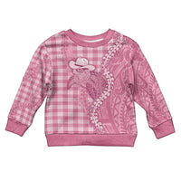 Pink Hawaii Palaka Cowboy Turtle Kid Ugly Christmas Sweater Hawaiian Paniolo Puakenikeni Maile Lei - Polynesian Pride