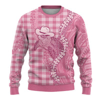 Pink Hawaii Palaka Cowboy Turtle Ugly Christmas Sweater Hawaiian Paniolo Puakenikeni Maile Lei - Polynesian Pride