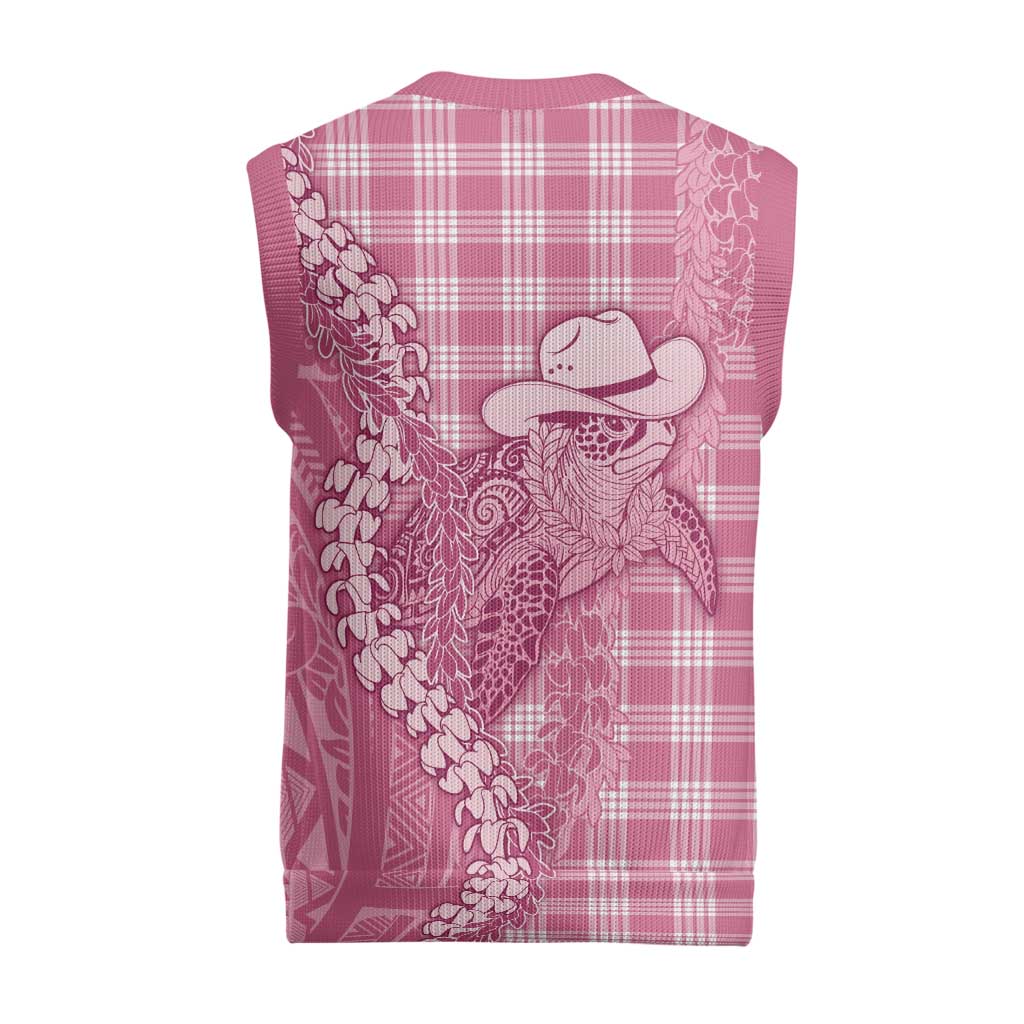 Pink Hawaii Palaka Cowboy Turtle Christmas Knitted V-Neck Vest Hawaiian Paniolo Puakenikeni Maile Lei DT05 - Polynesian Pride