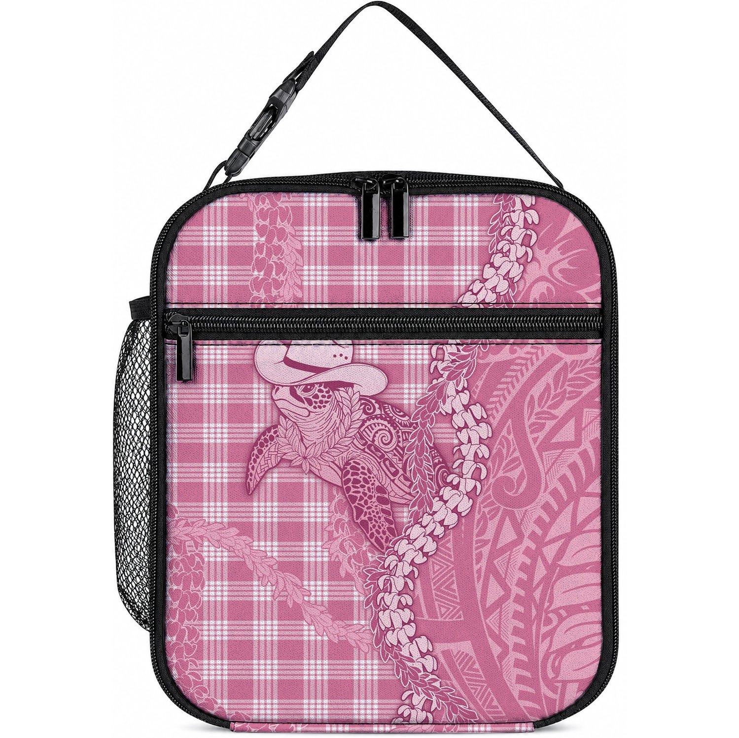 Pink Hawaii Palaka Cowboy Turtle Lunch Bag Hawaiian Paniolo Puakenikeni Maile Lei