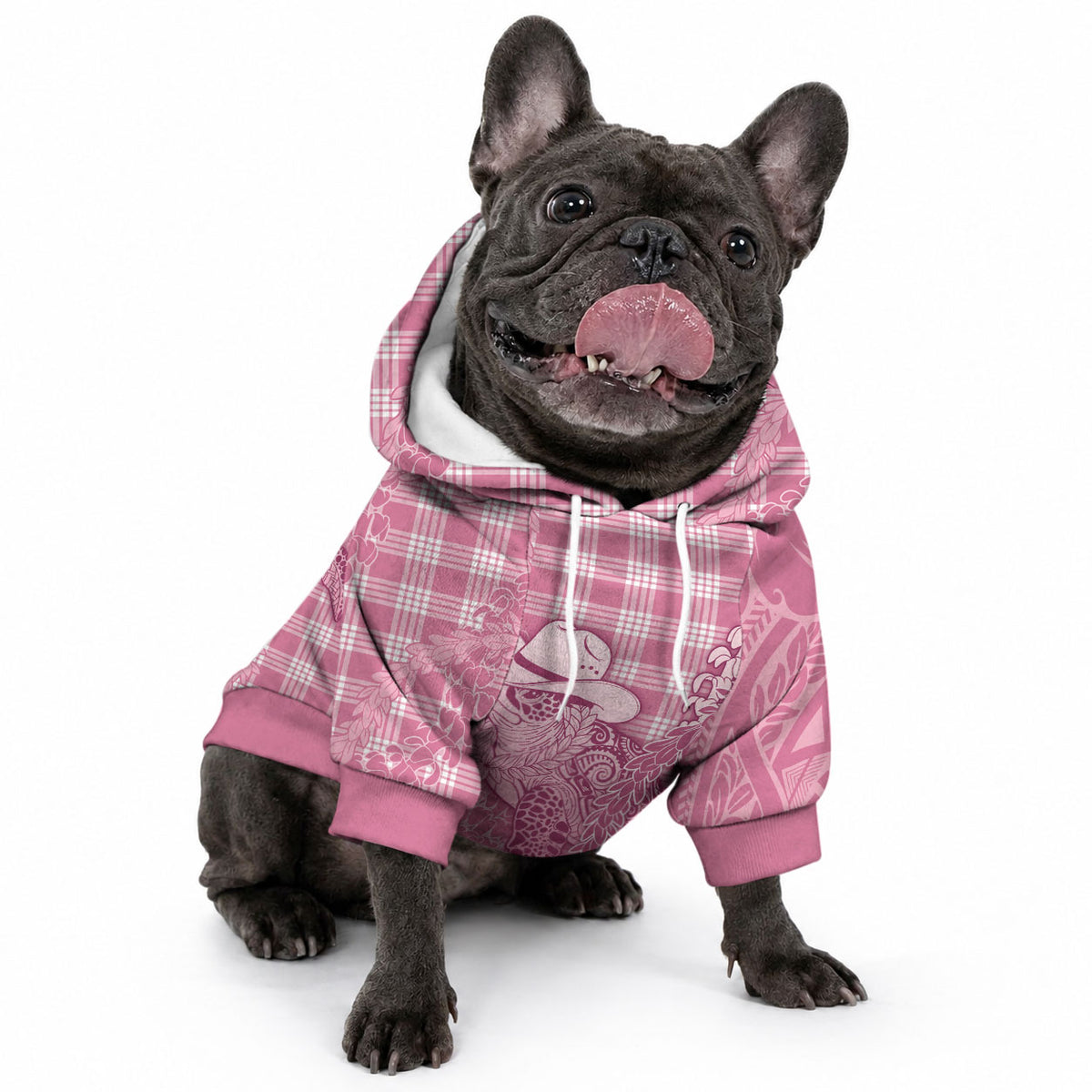 Pink Hawaii Palaka Cowboy Turtle Pet Hoodie Hawaiian Paniolo Puakenikeni Maile Lei