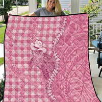 Pink Hawaii Palaka Cowboy Turtle Quilt Hawaiian Paniolo Puakenikeni Maile Lei - Polynesian Pride