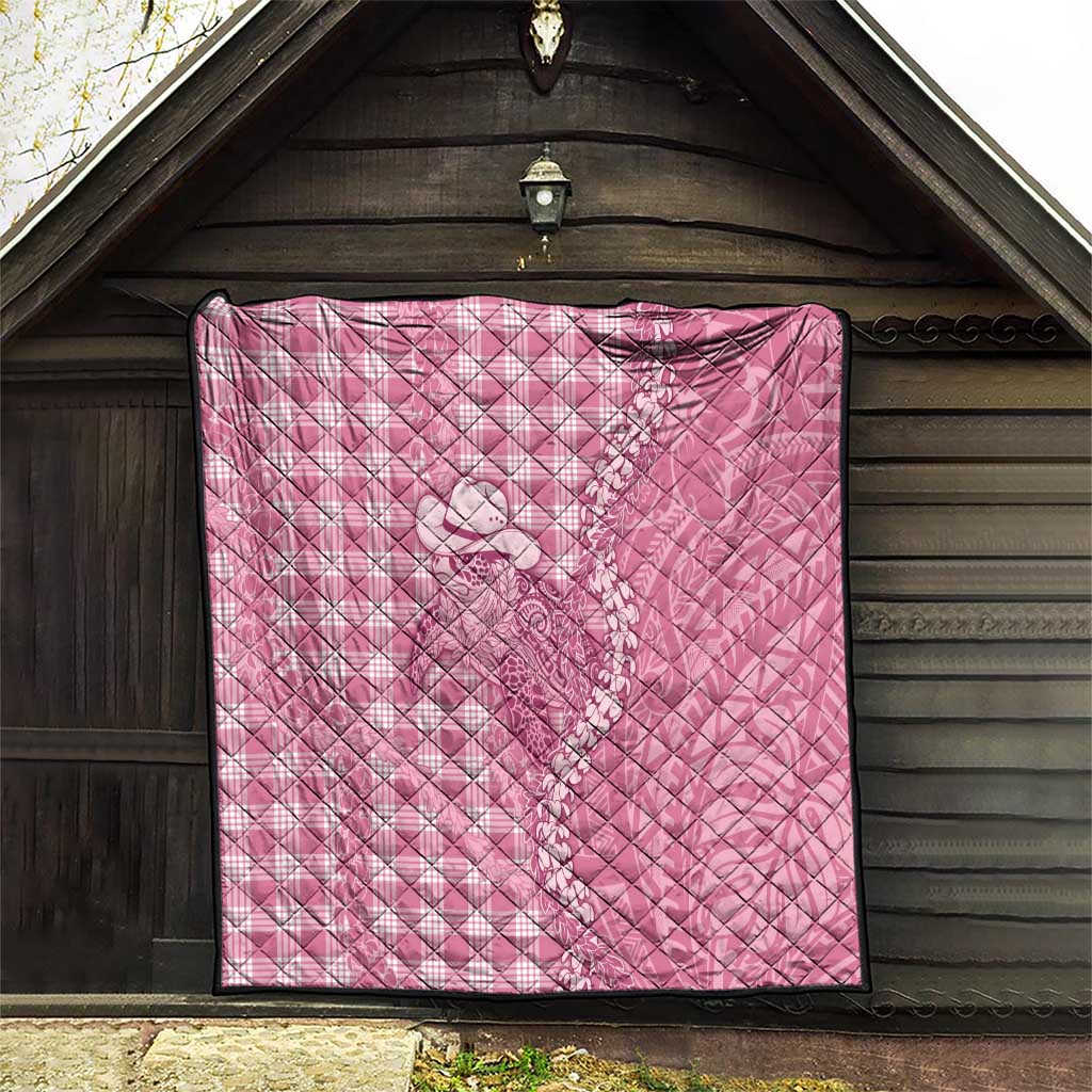 Pink Hawaii Palaka Cowboy Turtle Quilt Hawaiian Paniolo Puakenikeni Maile Lei - Polynesian Pride