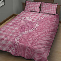 Pink Hawaii Palaka Cowboy Turtle Quilt Bed Set Hawaiian Paniolo Puakenikeni Maile Lei - Polynesian Pride