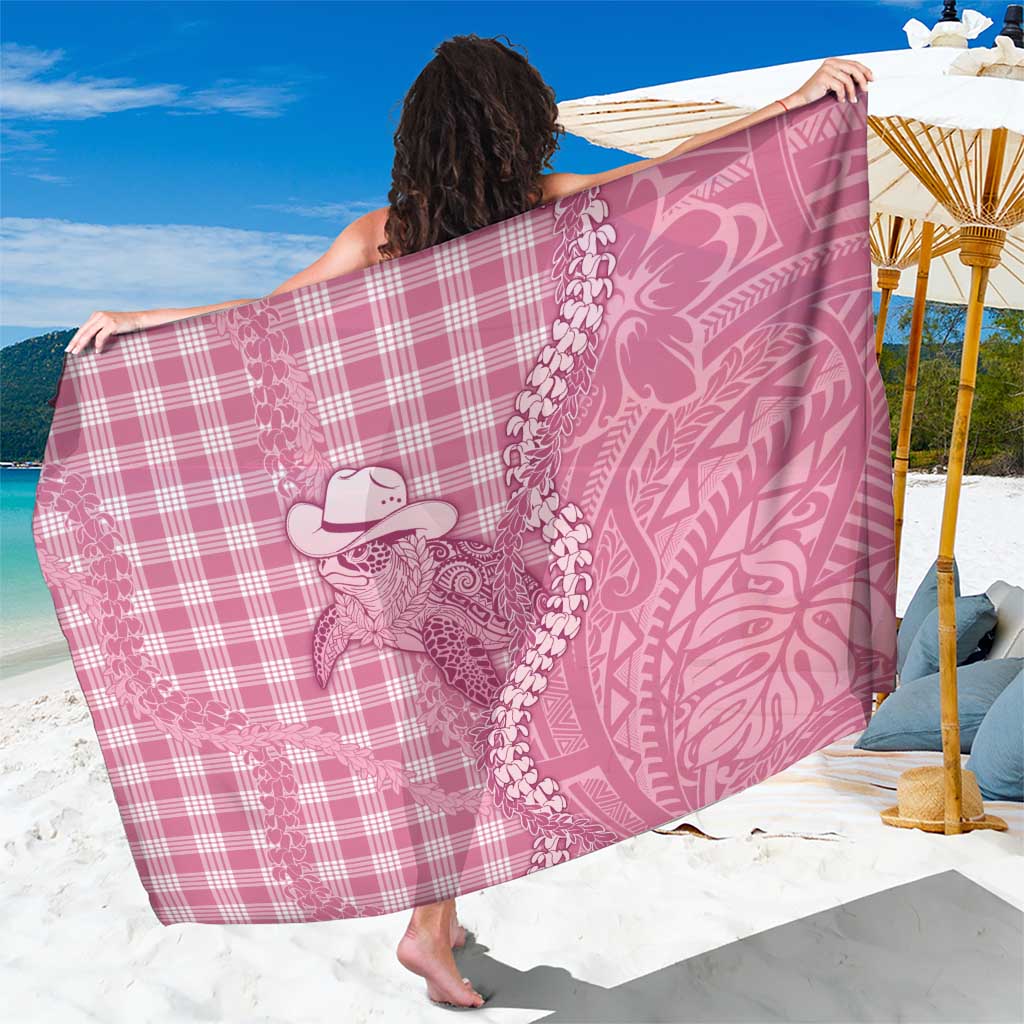 Pink Hawaii Palaka Cowboy Turtle Sarong Hawaiian Paniolo Puakenikeni Maile Lei - Polynesian Pride