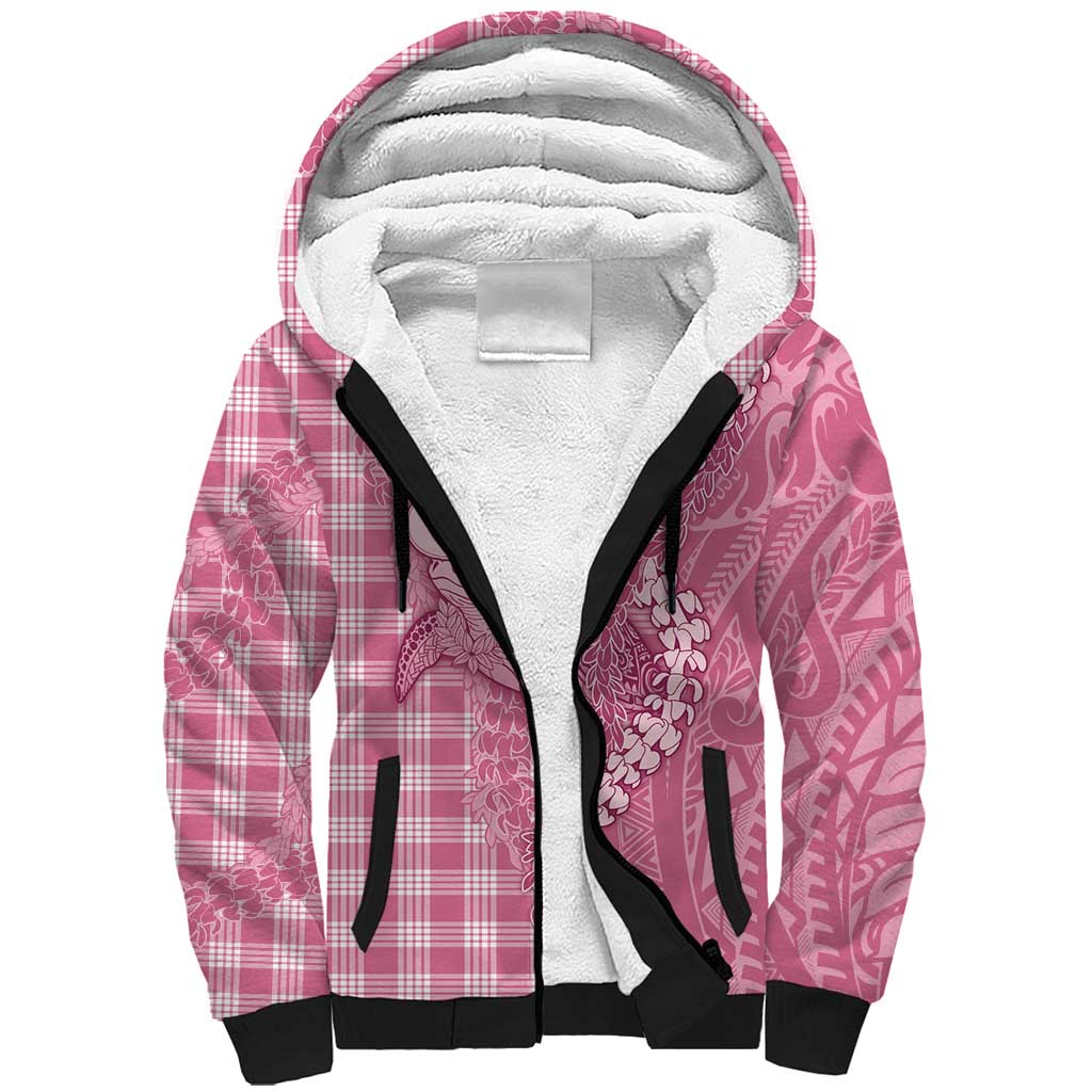 Pink Hawaii Palaka Cowboy Turtle Sherpa Hoodie Hawaiian Paniolo Puakenikeni Maile Lei DT05 Unisex Pink - Polynesian Pride