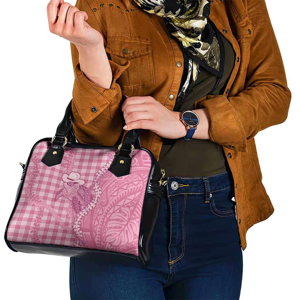 Pink Hawaii Palaka Cowboy Turtle Shoulder Handbag Hawaiian Paniolo Puakenikeni Maile Lei - Polynesian Pride